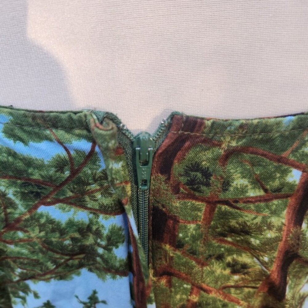 Retrolocious Forest Tree Print Fit & Flare Dress Sleeveless Womens M - Picture 6 of 14